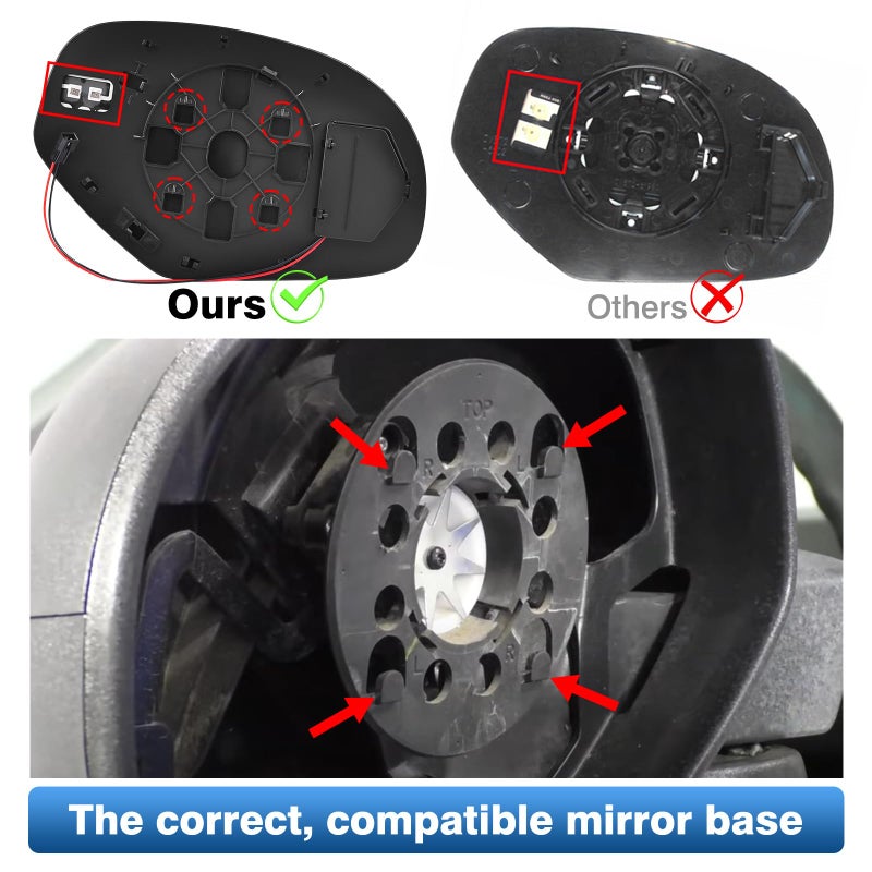TOP-MAX GM1324138 Driver Left Side Mirror Glass Replacement for 2007-2013 Chevy Silverado Avalanche Suburban Tahoe GMC Sierra Yukon 1500 2500HD 3500HD Cadillac Escalade  Heated Glass with Turn Signal Light - Image 3